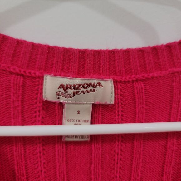 Y2K Arizona Womens Sweater Size Small Cable Knit Hot Pink Mean Girl Retro - Picture 4 of 6